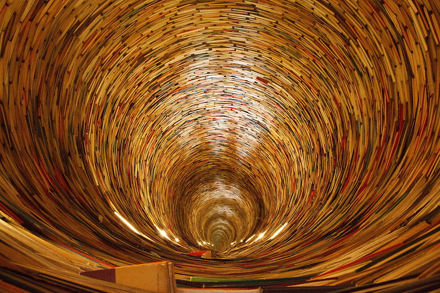 Abstract Tunnel Made of Stacked Books