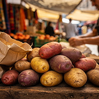 Fresh Colorful Potatoes at Local Farmers Market