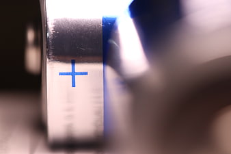 Macro Close-Up of Battery Positive Terminal