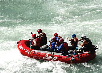 Group Whitewater Rafting Adventure on Turbulent River