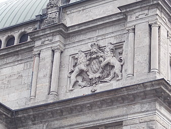 Bavarian Coat of Arms Stone Relief on Historic Building