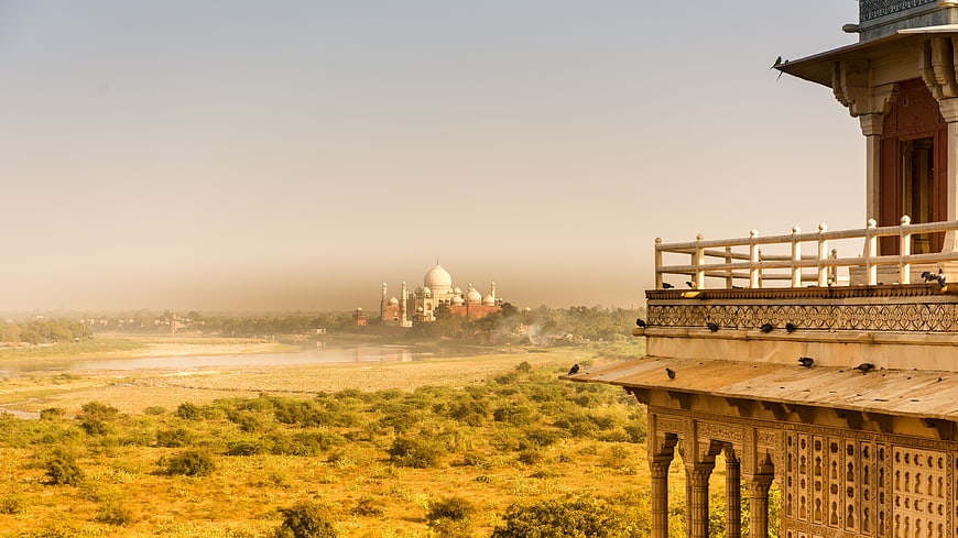 Taj Mahal View from Agra Fort at Sunrise