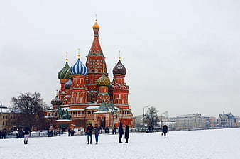 St. Basil's Cathedral in Red Square Moscow Winter Snow