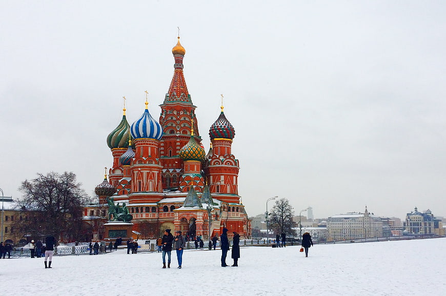 St. Basil's Cathedral in Red Square Moscow Winter Snow