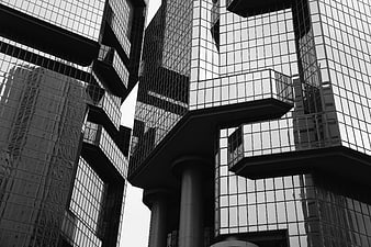 Black And White Modern Skyscraper Facade Abstract Architecture