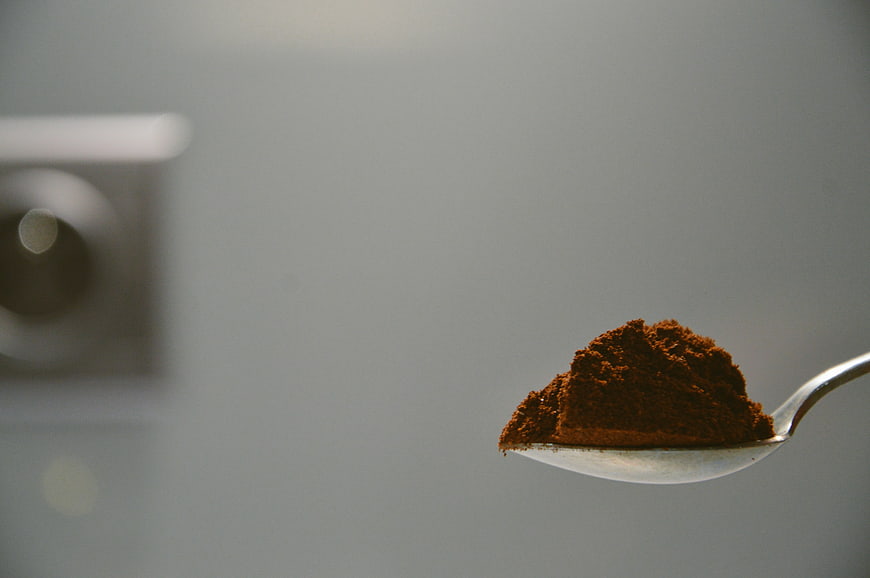 Spoon of Ground Coffee with Copyspace