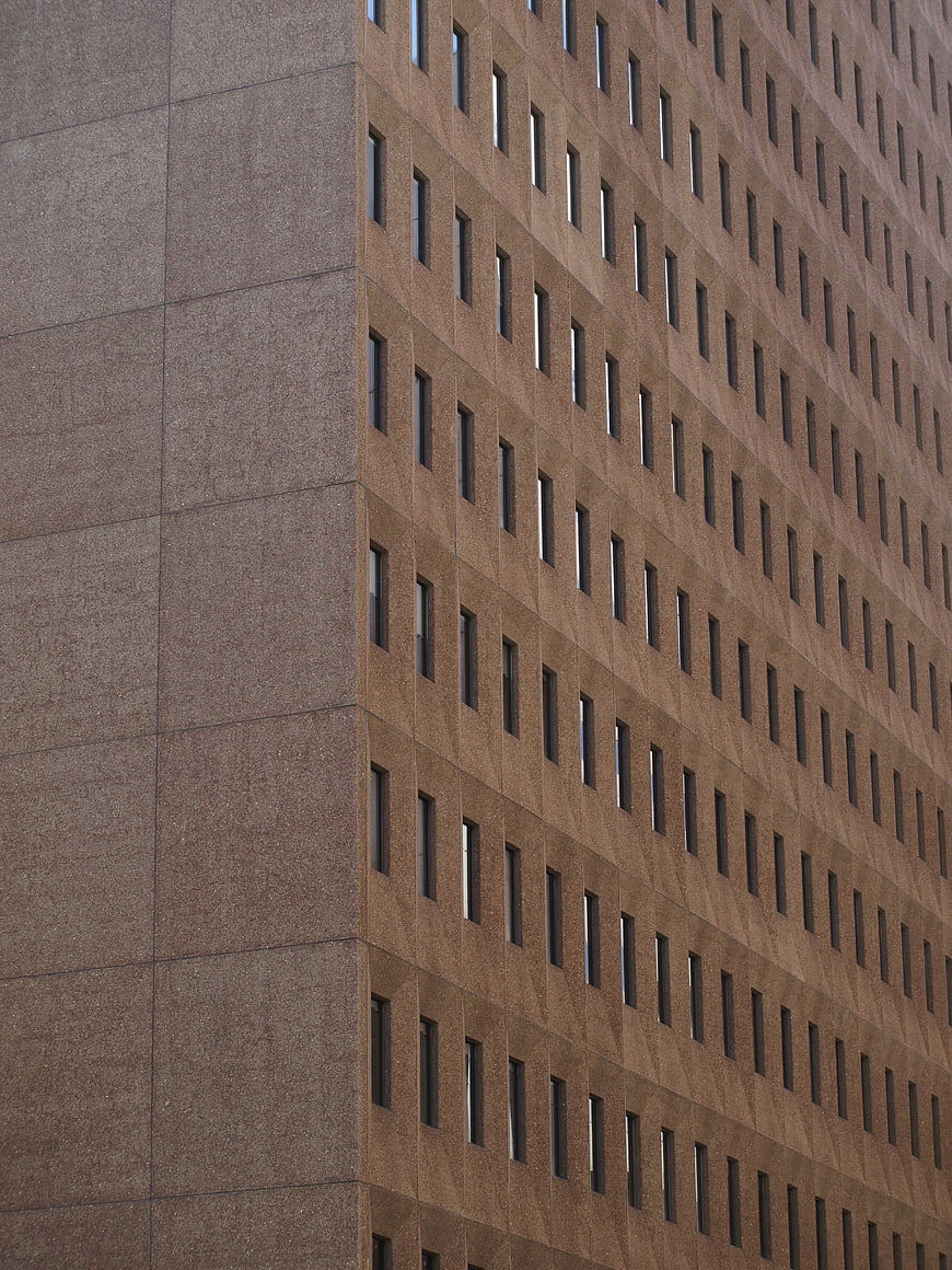 Abstract Modern Office Building Facade with Window Pattern