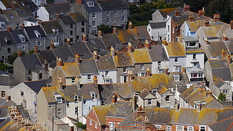 Aerial View of Colorful Stone Houses in Portland, England