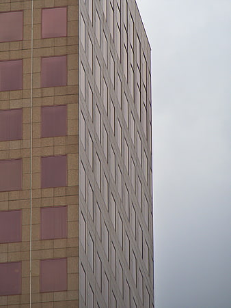 Modern Office Building Facade with Geometric Window Pattern