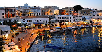 Evening View of Ciutadella Harbor in Menorca, Spain