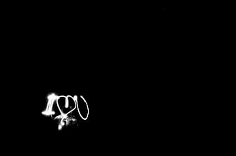 Light painting I love you text on black background