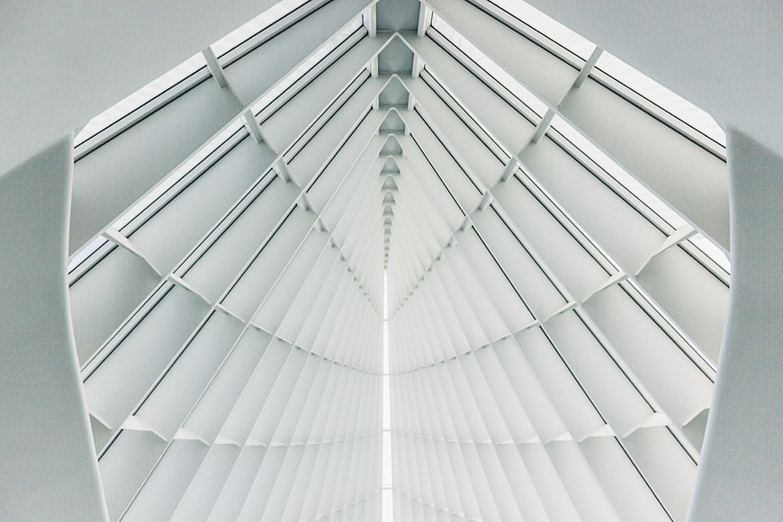 Modern White Geometric Ceiling Architecture Perspective