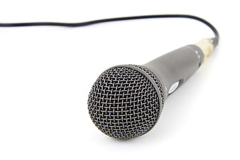 Black Wired Microphone on White Background