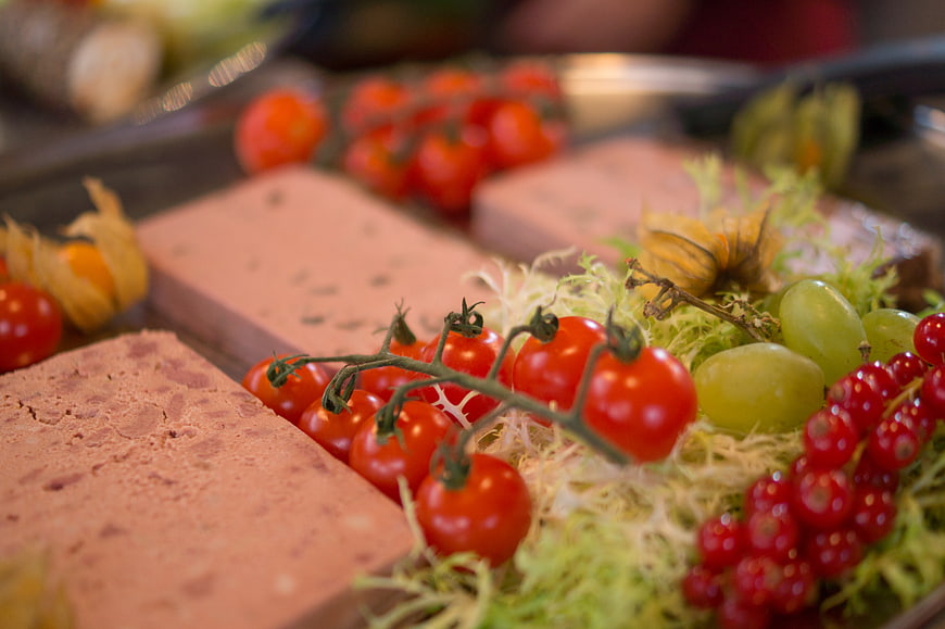 Fresh Pâté Platter with Cherry Tomatoes and Grapes