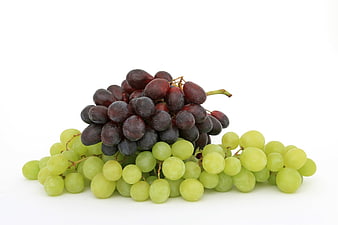Fresh Red and Green Grapes on White Background