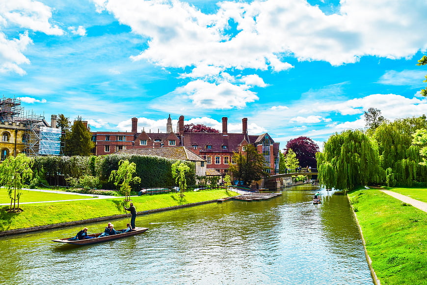 Punting on the River Cam in Cambridge, England