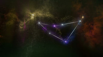 Gemini Constellation Star Map With Nebula Background