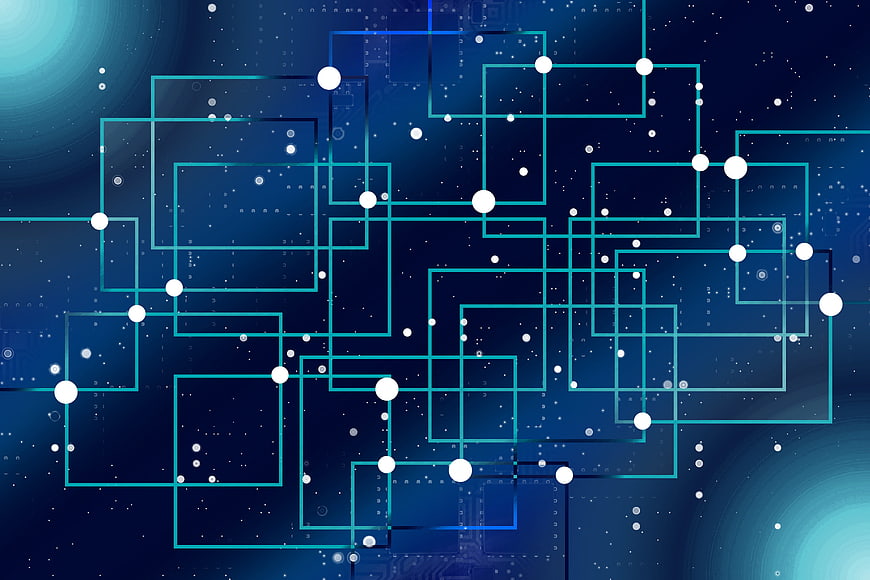 Abstract blue digital network circuit board background