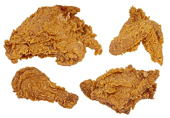 Assorted Fried Chicken Pieces Isolated On White Background