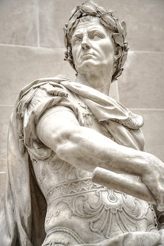 Close-up of Roman Emperor Statue with Laurel Wreath
