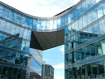 Modern curved glass office building architecture