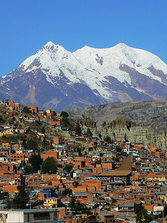 La Paz Cityscape With Snow-Capped Andes Mountains In Bolivia