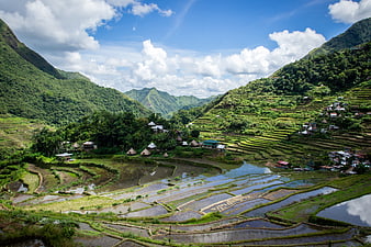 Batad Rice Terraces in the Philippines with Mountain Village