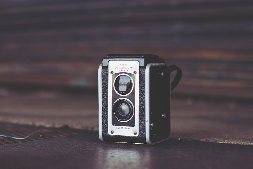 Vintage Kodak Duaflex II Camera on Wooden Surface