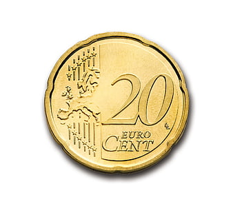 Isolated 20 Euro Cent Coin on White Background