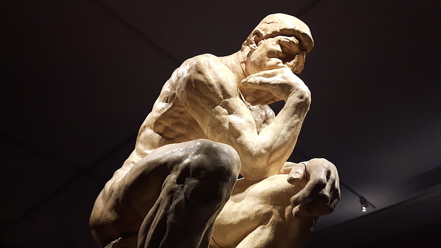 Rodin's The Thinker Sculpture in Museum