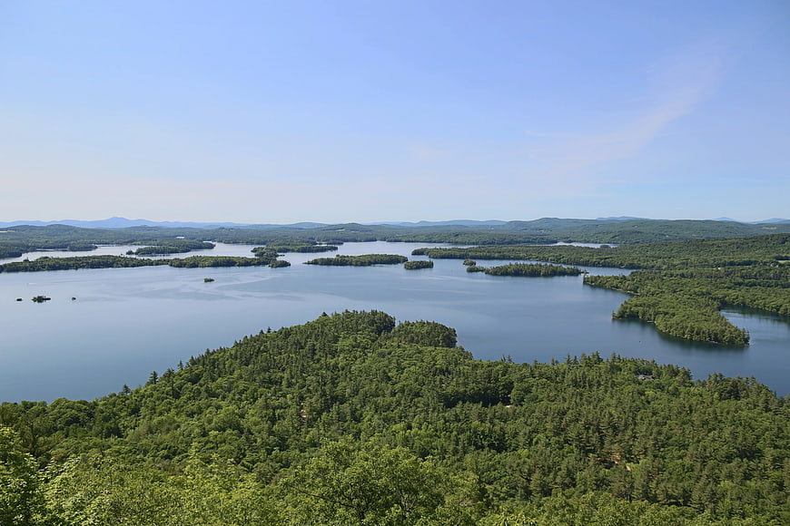 Aerial View of Forested Islands in a Lake