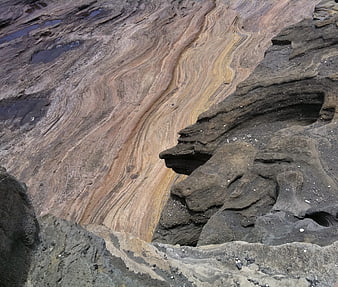 Abstract layered rock formations with natural ripple patterns