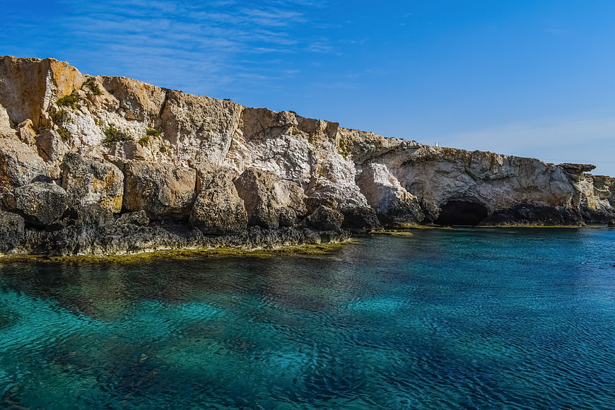 Lover's Bridge sea cave cliffs in Ayia Napa, Cyprus