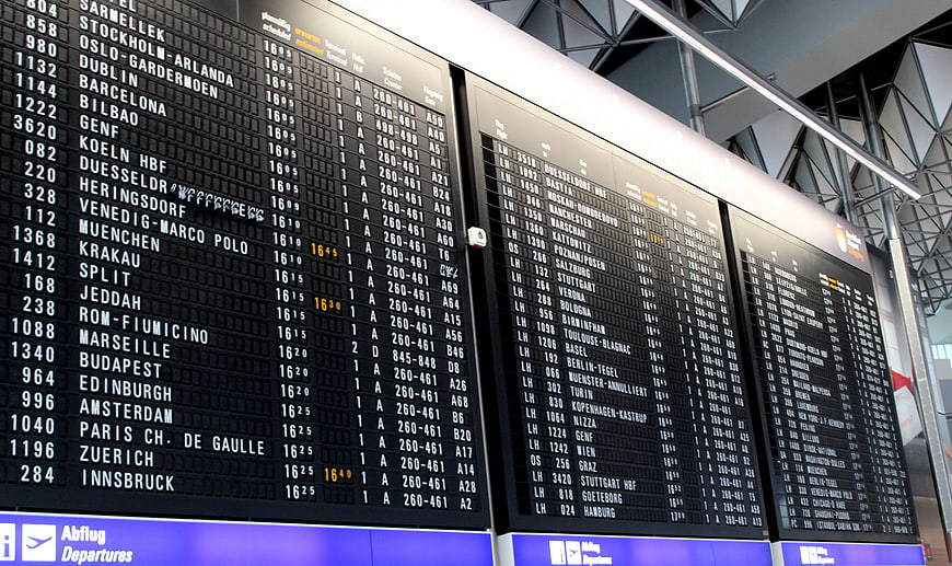Airport Departure Board Displaying Flight Information