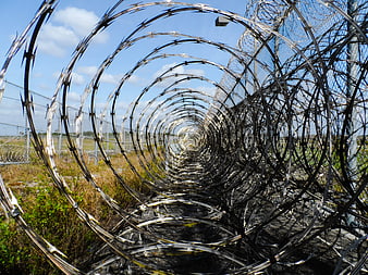 Razor Wire Fence Tunnel Perspective