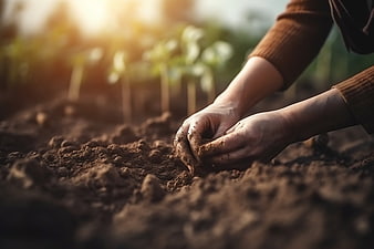 Farmer Hands Planting Seeds in Rich Soil