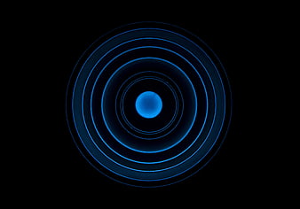Abstract Blue Concentric Circles on Black Background