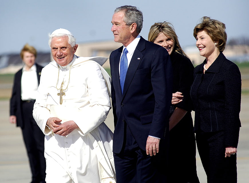 Pope Benedict XVI and President George W. Bush Walking Together