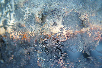 Abstract Frost Patterns on Frozen Window Glass