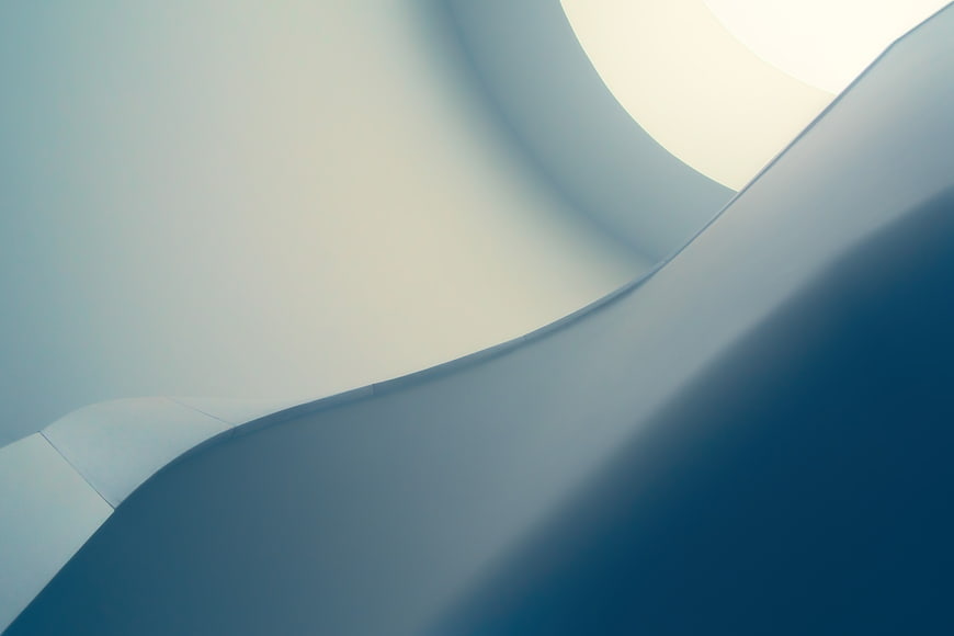 Abstract Blue Curved Architectural Interior Design
