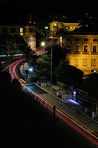 Long Exposure Night Cityscape with Light Trails