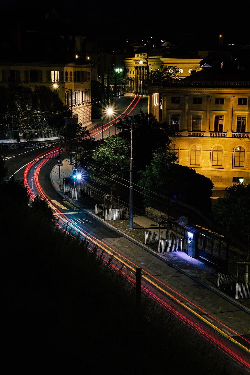Long Exposure Night Cityscape with Light Trails