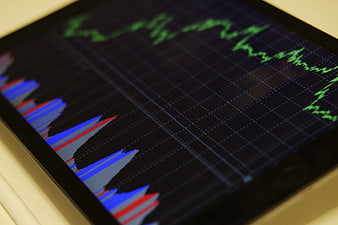 Financial stock market chart on tablet screen