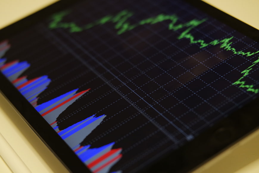 Financial stock market chart on tablet screen