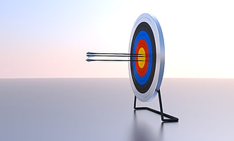 3D Archery Target with Arrows in Bullseye on Minimalist Background