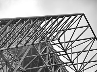Black and white abstract metal truss architecture structure