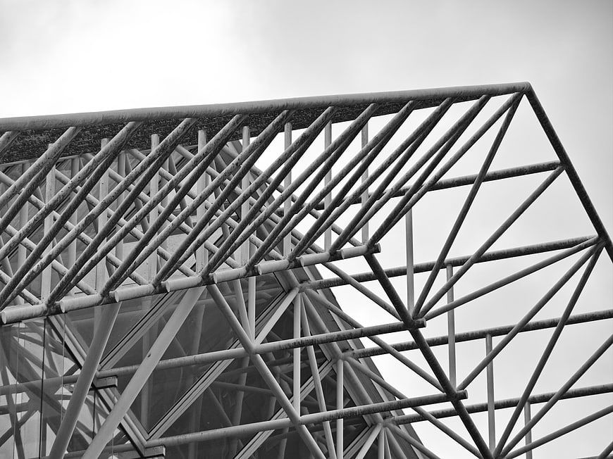 Black and white abstract metal truss architecture structure