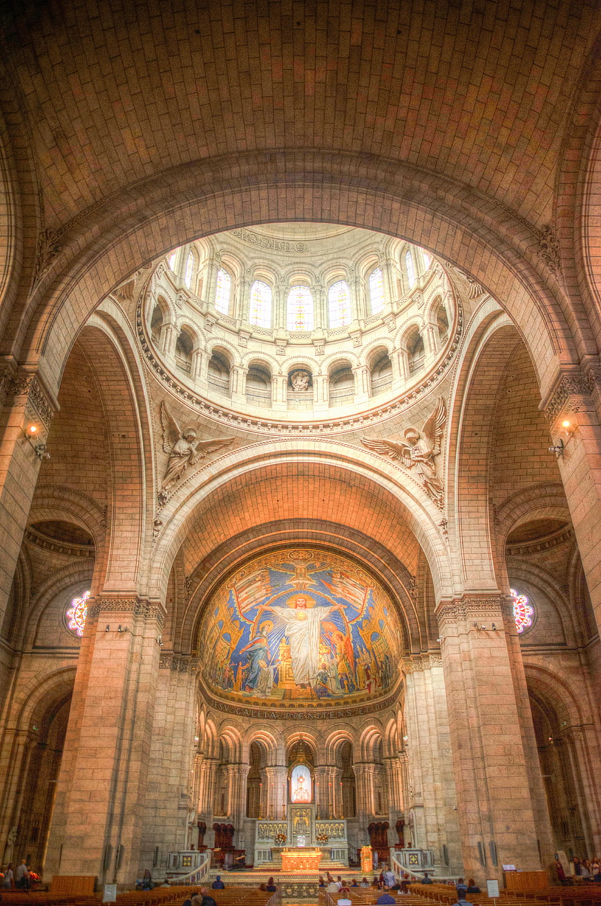 Grand Cathedral Interior with Mosaic and Dome