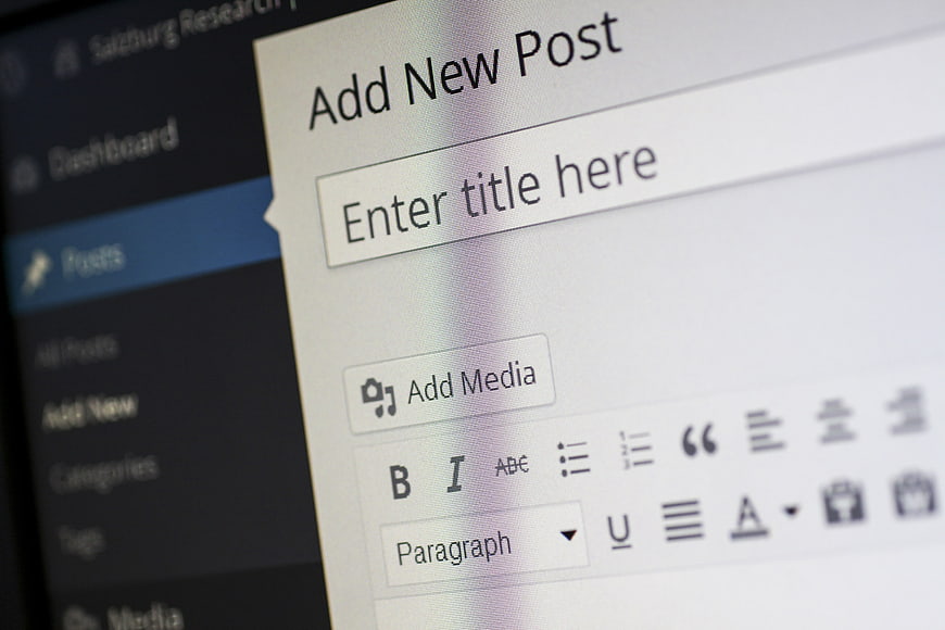 Close-up of WordPress Add New Post Interface on Screen
