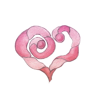 Stylized Pink Heart Drawing Isolated on White Background